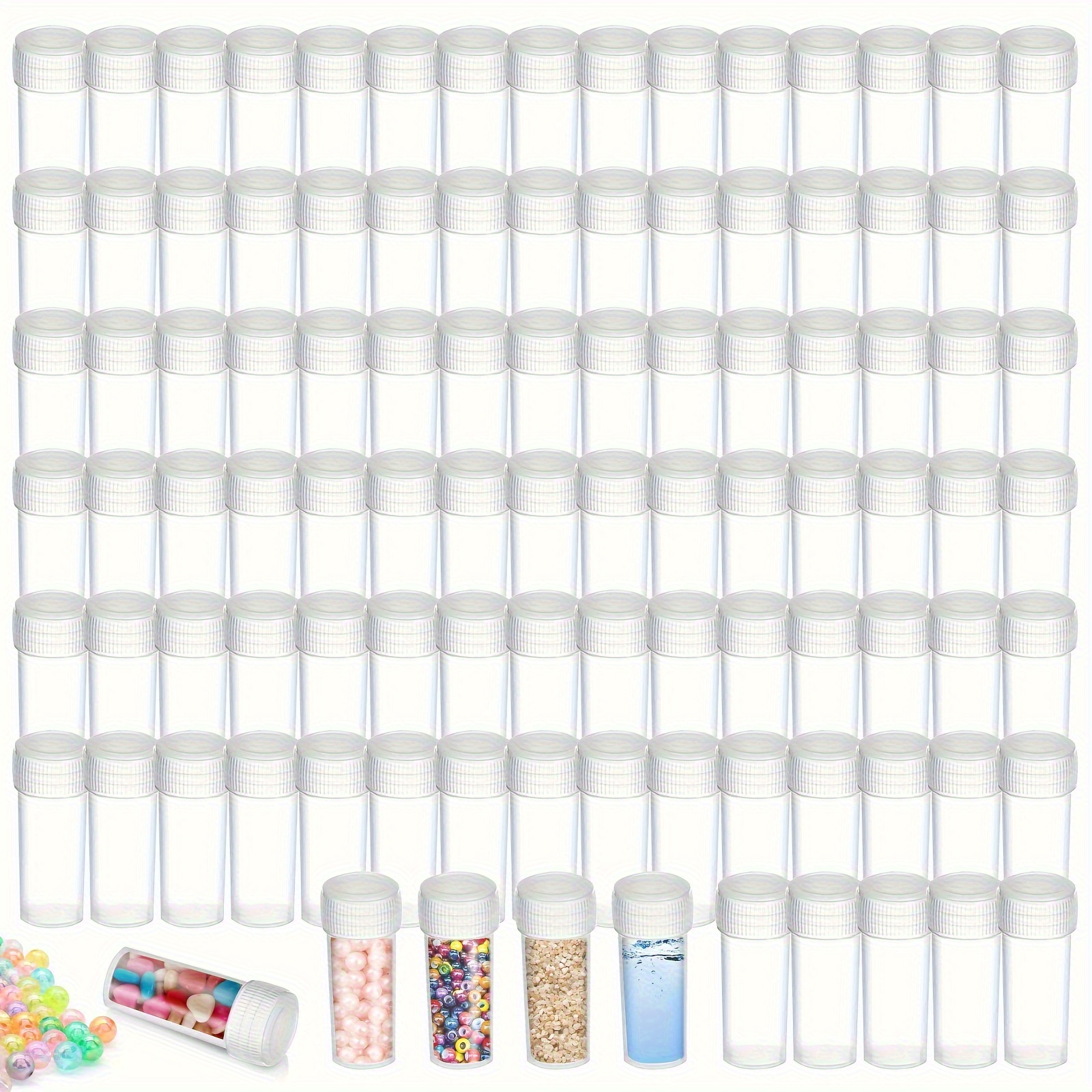 

Hicarer Lot de 100 Mini Bouteilles en Plastique Transparent, 0.17 Oz - Parfait pour le Rangement de Bijoux & Petits Accessoires