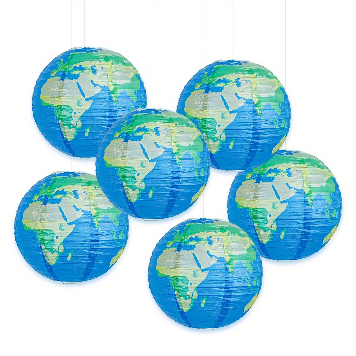 

6-pack Paper Globe Lanterns For Parties - Earth-themed Decorations For Social Studies, History Classroom, And Earth Day Celebrations - Easy To Hang, No Electricity Needed