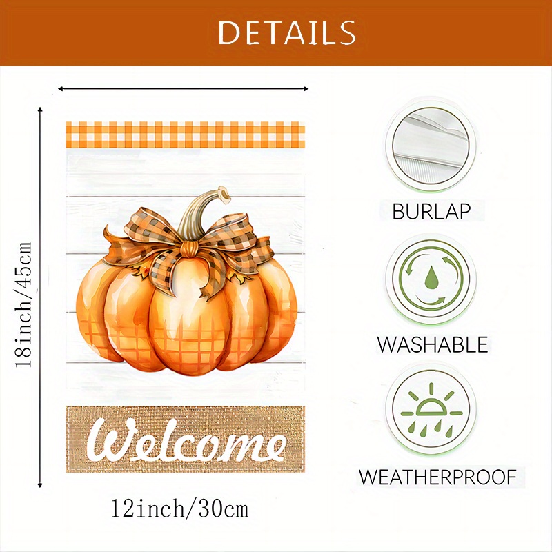 Herbst-Kürbis Gartenflagge 30,5x45,7 Cm – Doppelseitig Bedruckt, Für Veranda & Garten