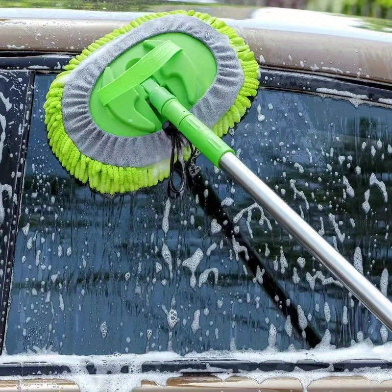

45" Extendable Microfiber Car Wash Mop & Brush Kit - Scratch-free, Lint-free Cleaning With Adjustable Aluminum Alloy Handle For Cars, Trucks, Suvs