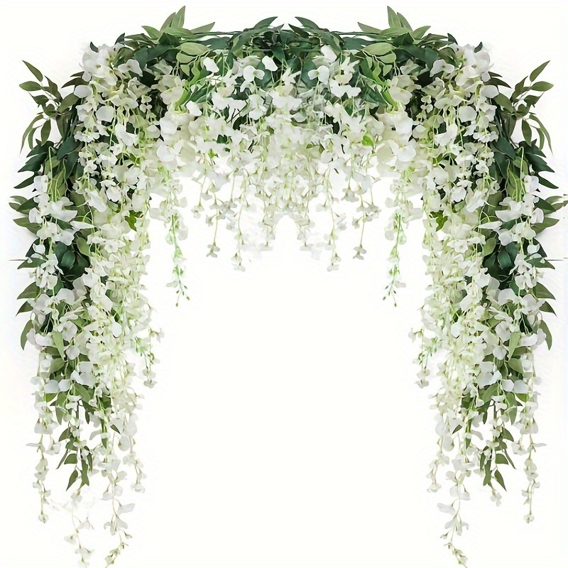 

3 Pcs 5.7 Ft Artificial Wisteria Garland - Perfect For Home Garden, Outdoor Wedding Arches, Spring & Summer Decorations