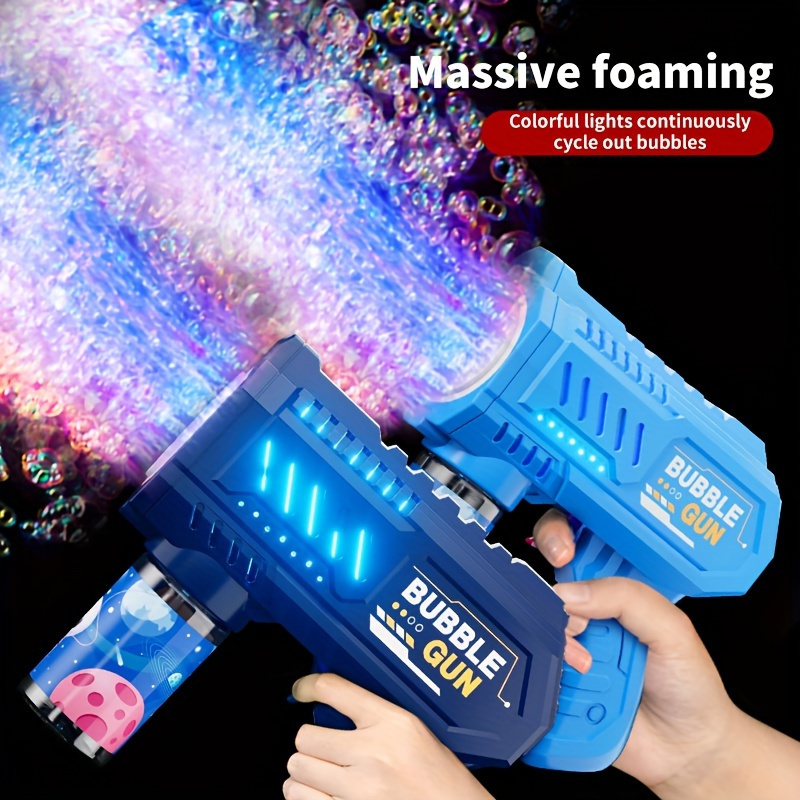 

Bubble Gun Rocket 10 Holes Soap Bubbles Machine Christmas Gift Gun Shape Automatic Blower With Light Toys Sea And Beach Accessories