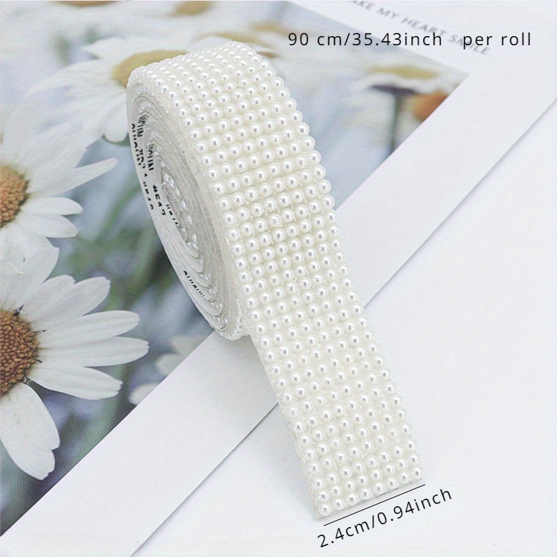 Image of Pearl Rhinestone Strip Self-adhesive Rhinestone Sticker Additions Sticker Rhinestone Jewelry Hot Fix Sticker Auxiliary Material Decoration Back Glue