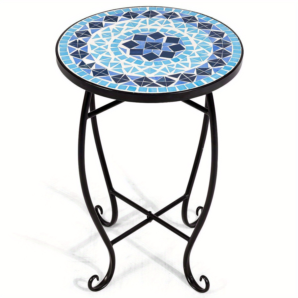 

Goplus Outdoor Indoor Accent Table Plant Stand Cobalt Blue Color Scheme Garden Steel