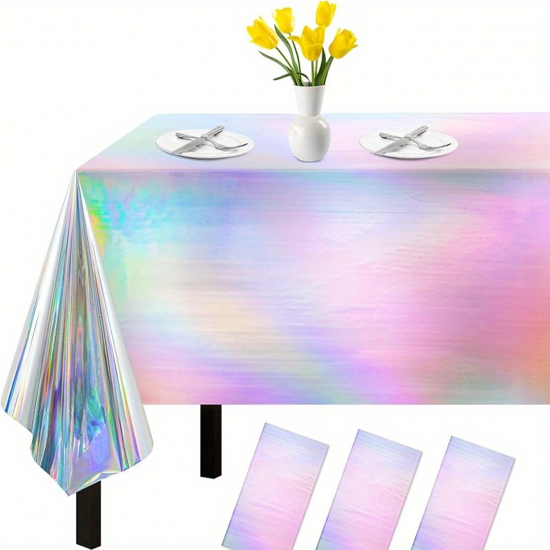 

Rainbow Disco Party Tablecloth - Plastic, Disposable, Birthday & Mermaid Themed Events, Buffet Tables