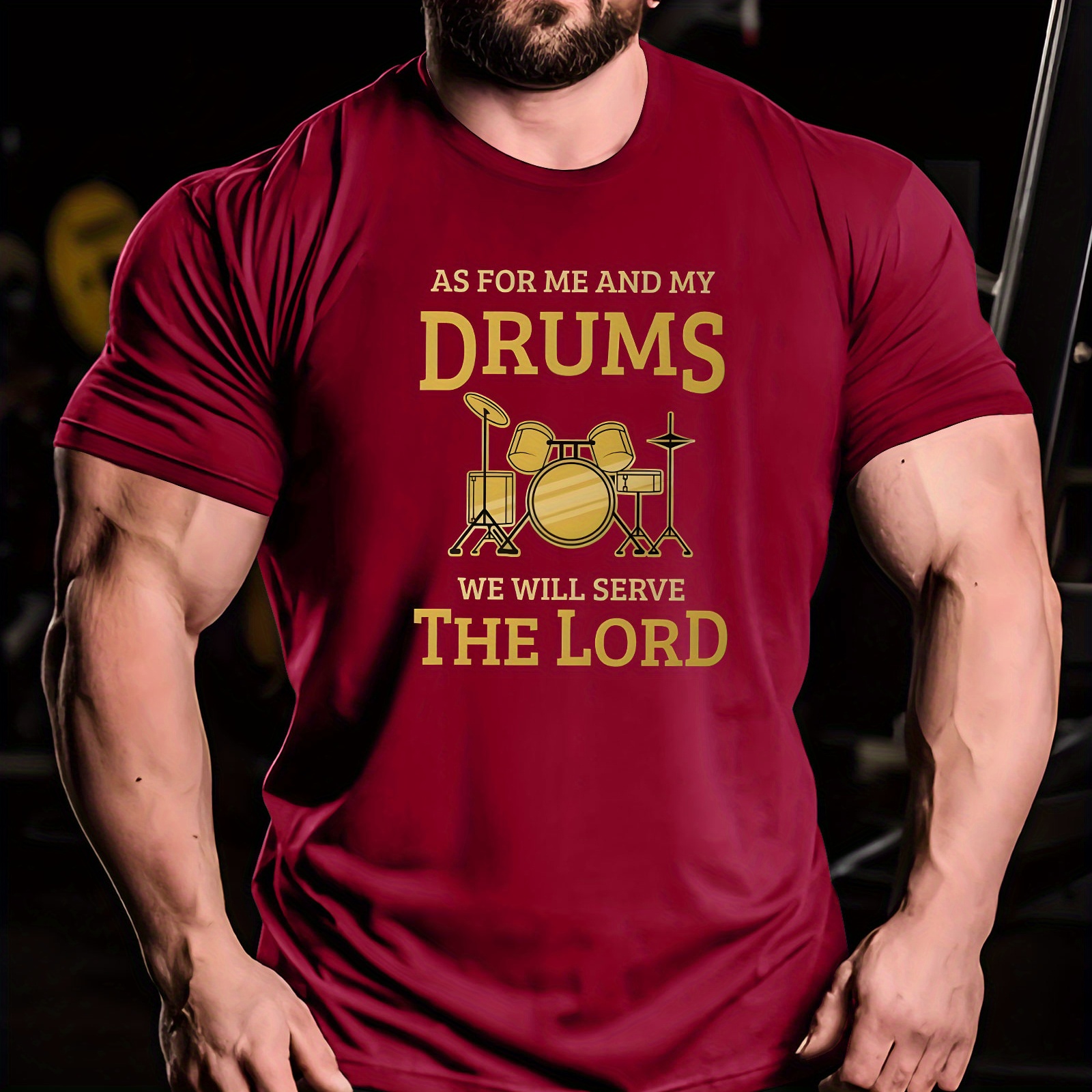 

Drums Print Tops, Plus Size Men's T-shirt, Summer Trendy Casual Short Sleeve Tees, Outdoor Sports Clothing, Big & Tall Guys, Leisurewear