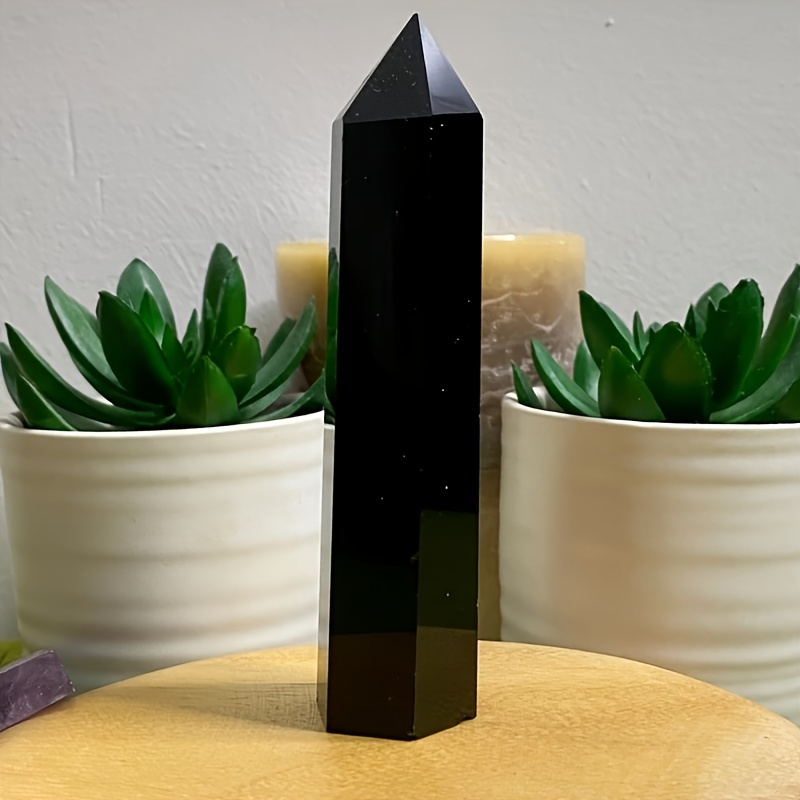 

Stunning Black Obsidian Tower - Large Hexagonal Pillar For Spiritual Healing, Perfect Home Decor & Unique Birthday Gift
