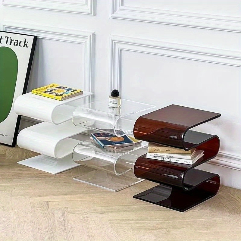 1pc Nordic Transparent Book Shelf Acrylic Personality Side Table Living Room Furniture Home Decor Small Bookshelf Magazine Rack