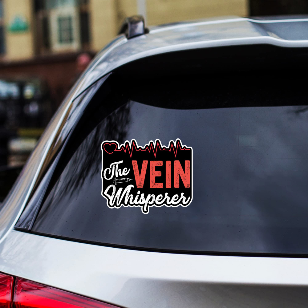 

The Vein Whisperer Vinyl Decal - Matte Finish, Irregular Shape, Cartoon Themed Sticker For Cars, Laptops, And Refrigerators - Self-adhesive, Single-use Phlebotomy Technician Merchandise