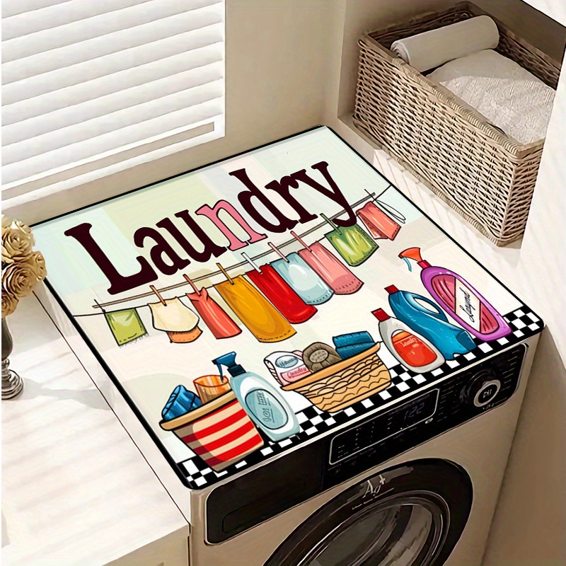 

Laundry Room Polyester Dish Drying Mat, Highly Absorbent Washer And Dryer Covers Protector Mat (20x24 Inch & 24x24 Inch), Machine Washable, Dust Cover For Washing Machines