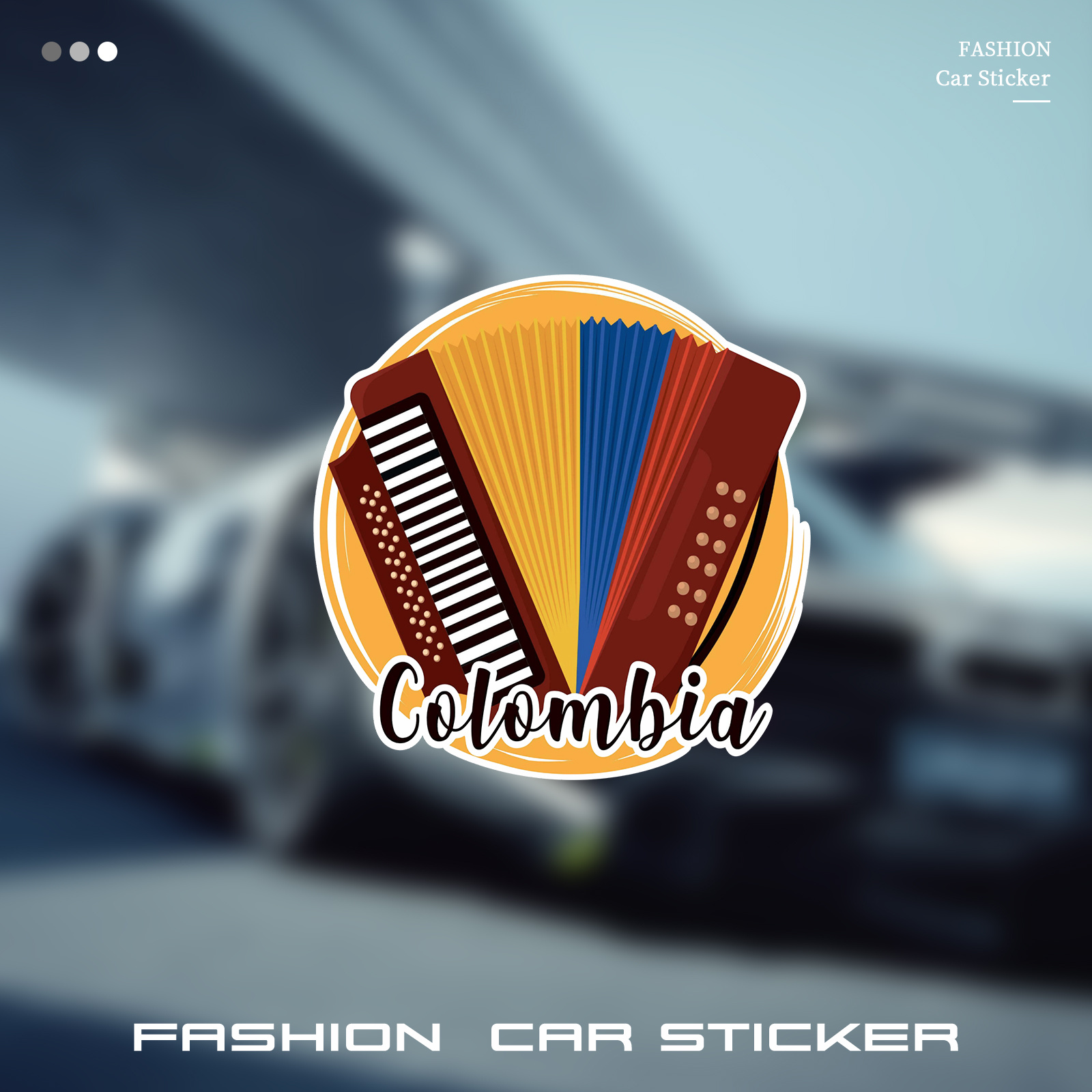 

Colombia Accordion Instrument Waterproof Vinyl Decal Sticker For Laptop, Helmet, Motocross, Guitar, Scooter, Car Window Decoration