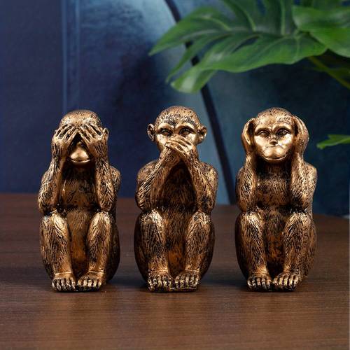 3pcs set modern resin monkey sculpture for living room bedroom and dining room speak desktop ornament for home decor