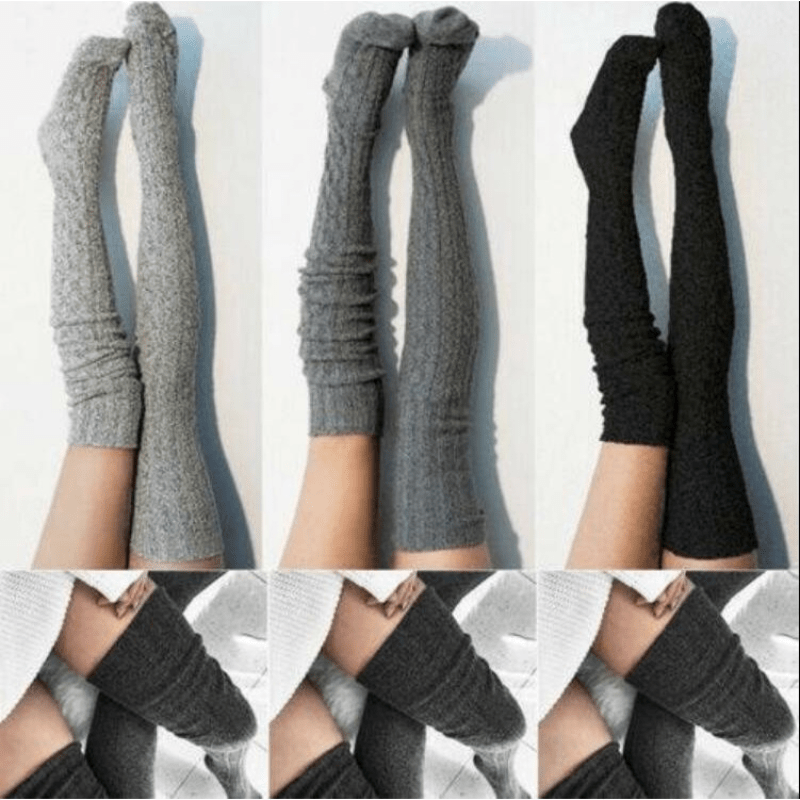 

Women Fashion Winter Cable Knit Extra Over Knee Long Boot Thigh-high Warm Socks Leggings