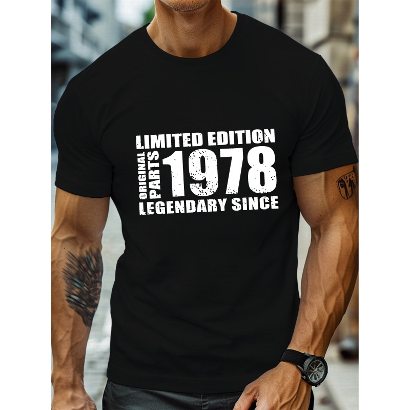 

Vintage 1978 Print Tee Shirt, Tees For Men, Casual Short Sleeve T-shirt For Summer