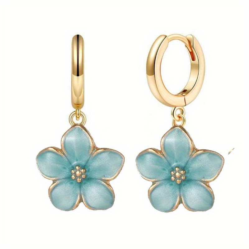 TEMU Pendientes de Flor de , Hermosos Pendientes de Flores Coloridas, Regalo para , , Fiestas y Navidad