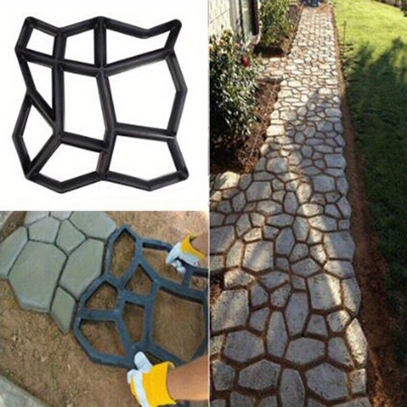 

1pc Plastic Path Maker Mold - Diy Reusable Concrete Pavement Stone Mould For Garden Walkway, Lawn Paving, Driveway Landscaping