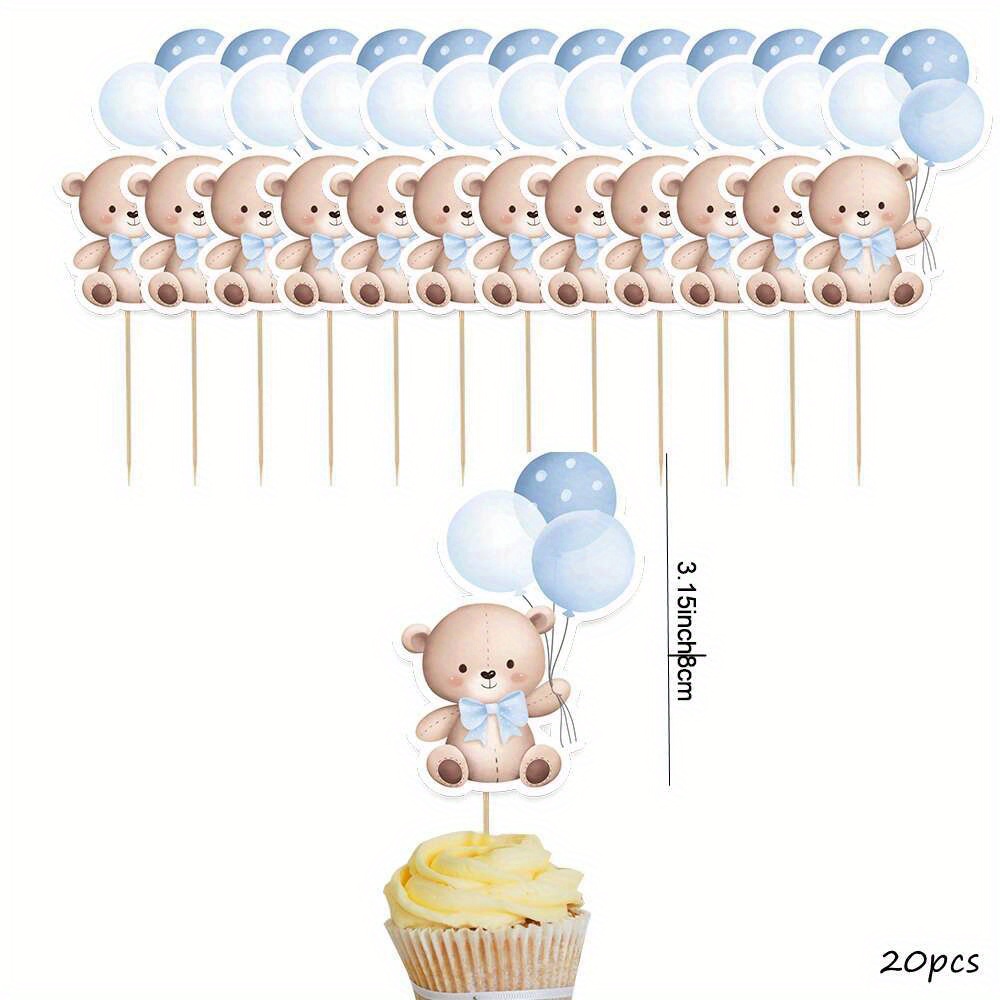 Image of 20pcs Cartoon Series Cupcake Toppers Watercolor For Bear Printed Topper For Bear Themed Happy Birthday Party Decorations Cupcake Supply, Halloween, Christmas