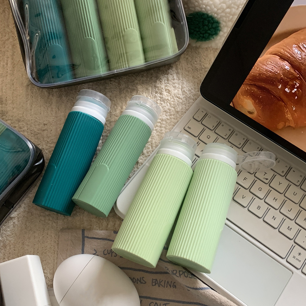 

Silicone Travel Bottle Set, 4-pack, Leak-proof, Refillable Squeeze Containers For Shampoo, Lotion & Toiletries, Unscented - Tsa Approved Portable Tubes