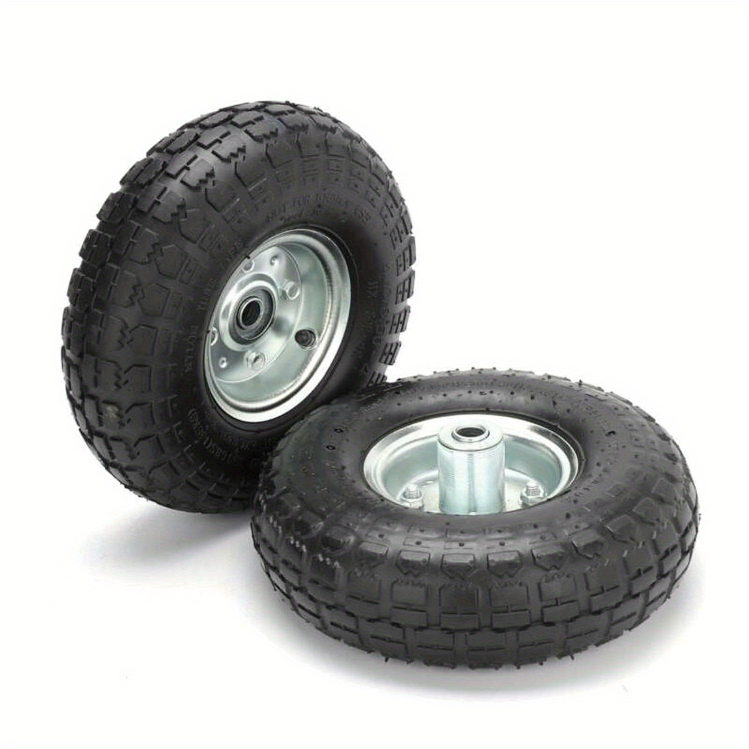 TEMU 2pcs Heavy Duty 10" Pneumatic Wheelbarrow Tires - Durable Rubber, Off-road Compatible, Black
