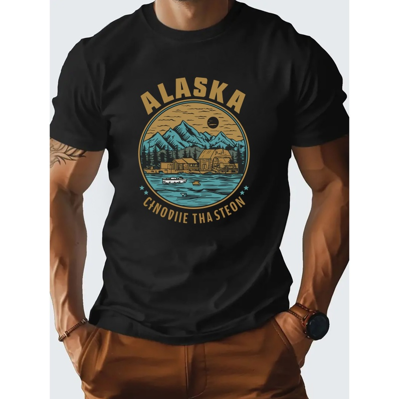 

Alaska Graphic Cotton Short-sleeve T-shirt For Men And Teenagers Spring And Summer Round Neck Casual Versatile Top