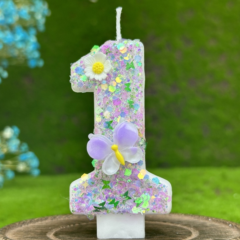 Birthday Candle Set With Sparkling & Flower Designs - Perfect For Cake Decorations, Party Favors & Home Decor