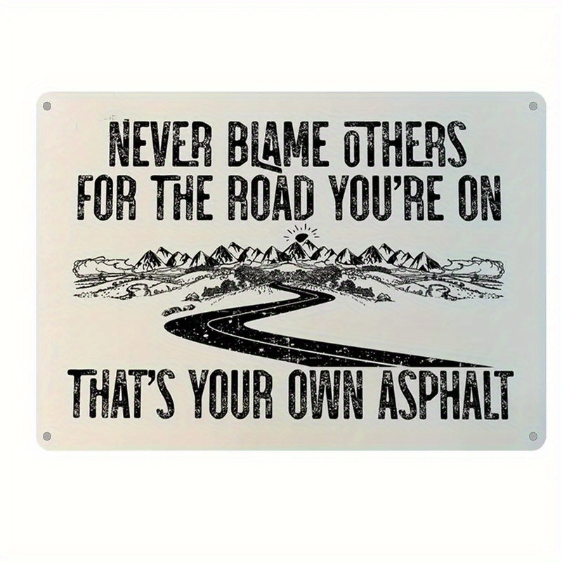 

2pcs "retro 'never Blame Others' Inspirational Metal Sign (8""x12"") - Versatile Vintage Wall Art For Home & Business Decor