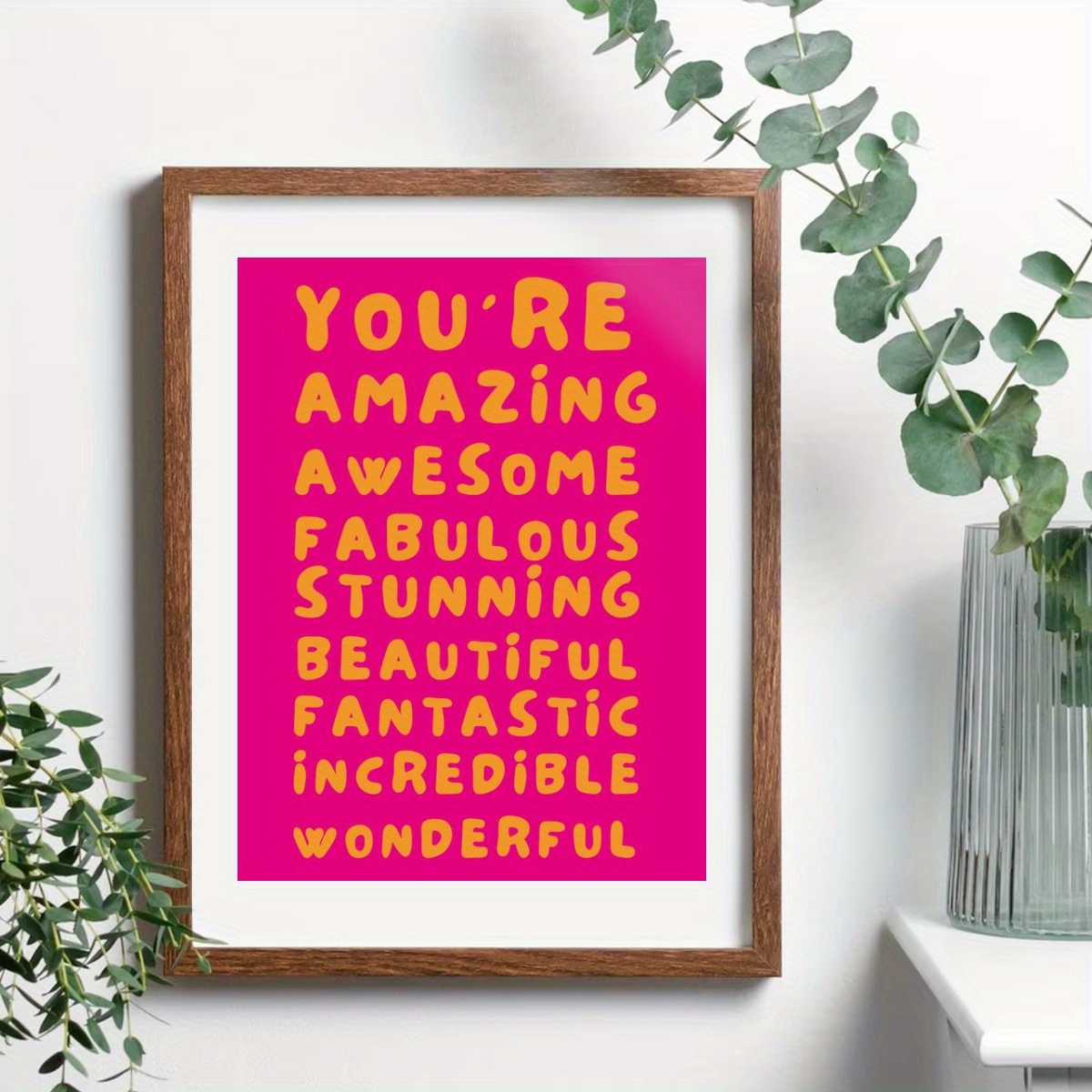 

Inspirational Pink And Orange Poster, 30x40cm Thick Canvas Art, Frameless, Waterproof And Light-resistant, Trendy Aesthetic Wall Decor For Girls Dorm Room, Made Of Polyester Fiber.