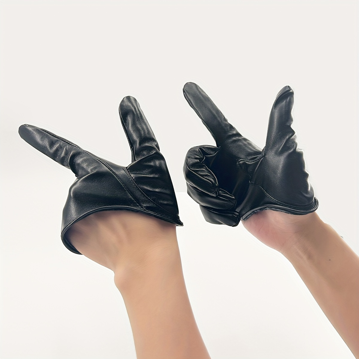 Women s Fashion Half palm Fingerless Pu Leather Gloves Temu