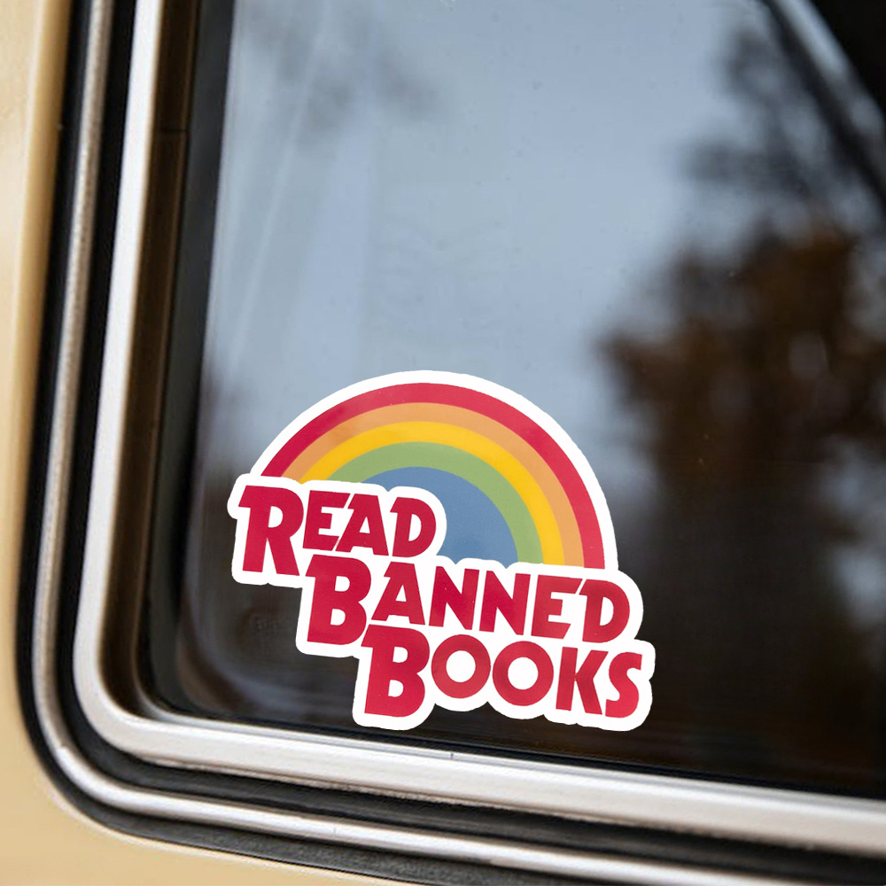 

Read Banned Books Waterproof Vinyl Sticker Decal For Car, Laptop, Water Bottle, Tool Box - Durable Bumper Sticker For Outdoor Use