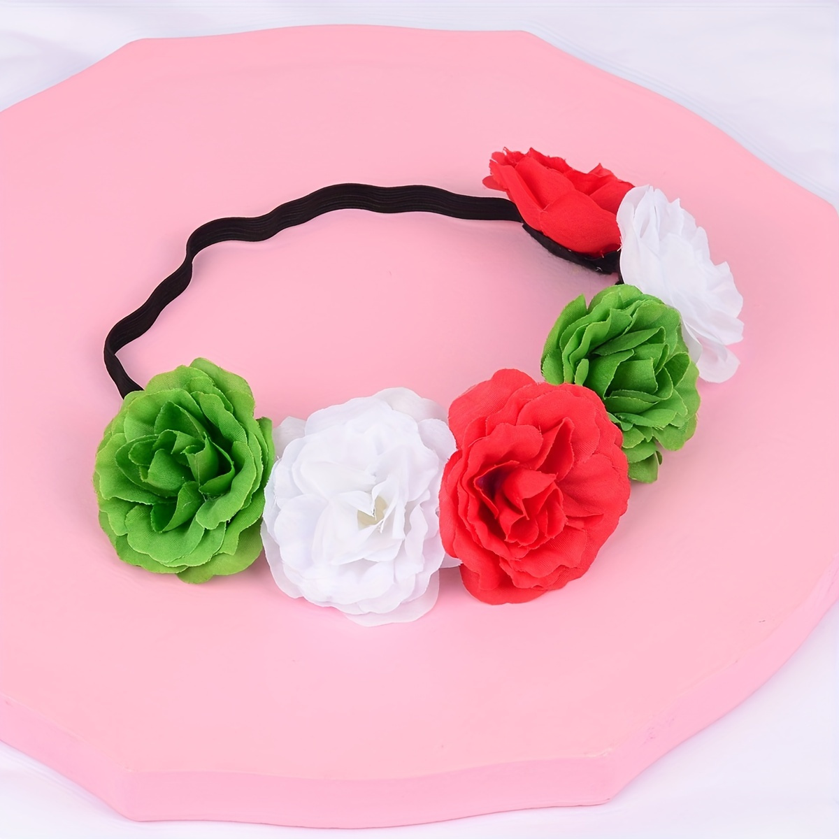 1pc mexican style womens floral headband artificial flower hair band halloween festival decorative wreath elastic flower crown romantic accessory details 3