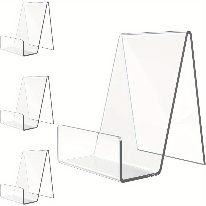 

4-piece Clear Acrylic Book Stands - Versatile Display Easels For Books, Postcards, Cds, Photos & More