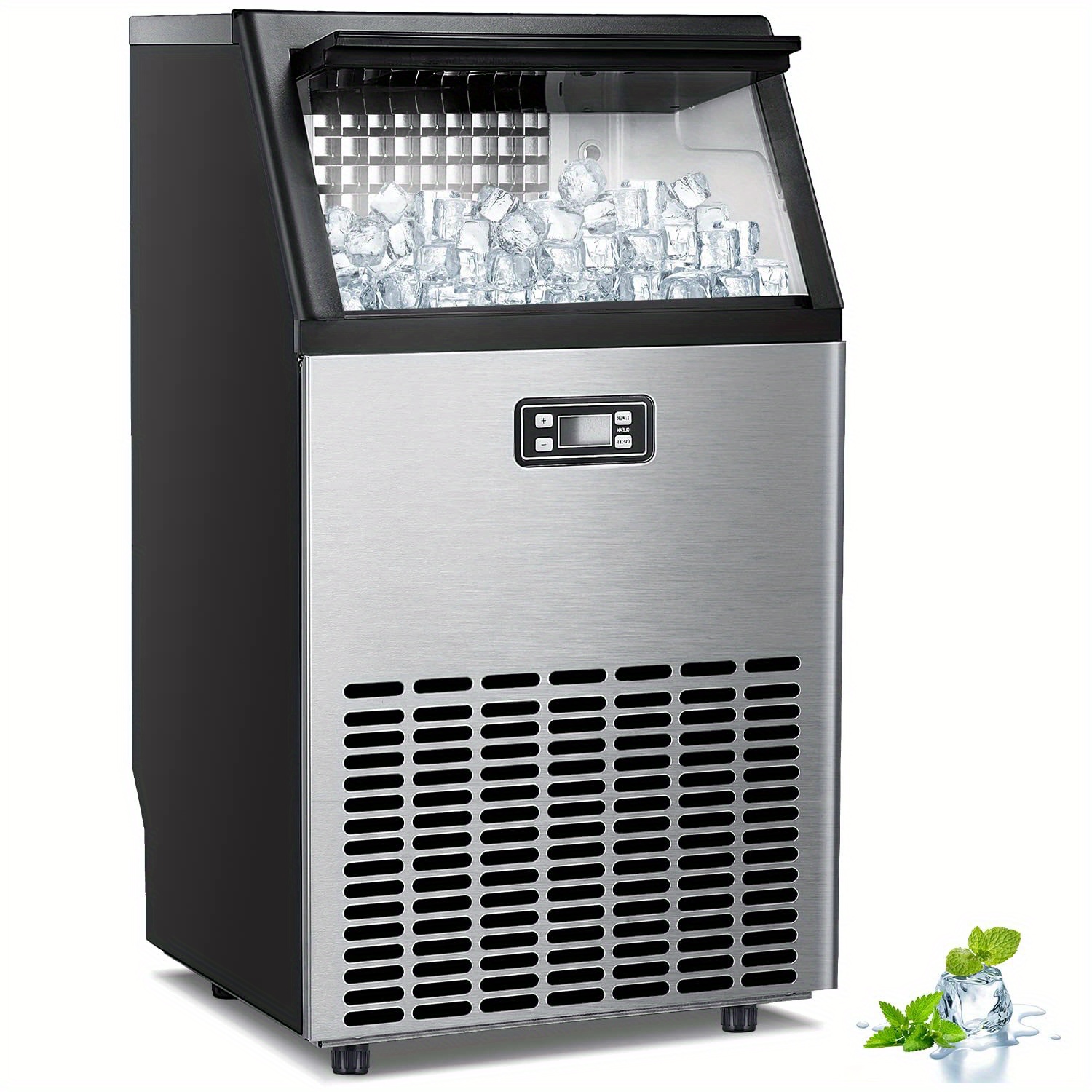 

Commercial 100lbs/24h With 33lbs Ice Bin, Under Counter Ice Machine, Stainless Steel Freestanding Ice Maker For Restaurant/bar/home/cafe/office, With Scoop