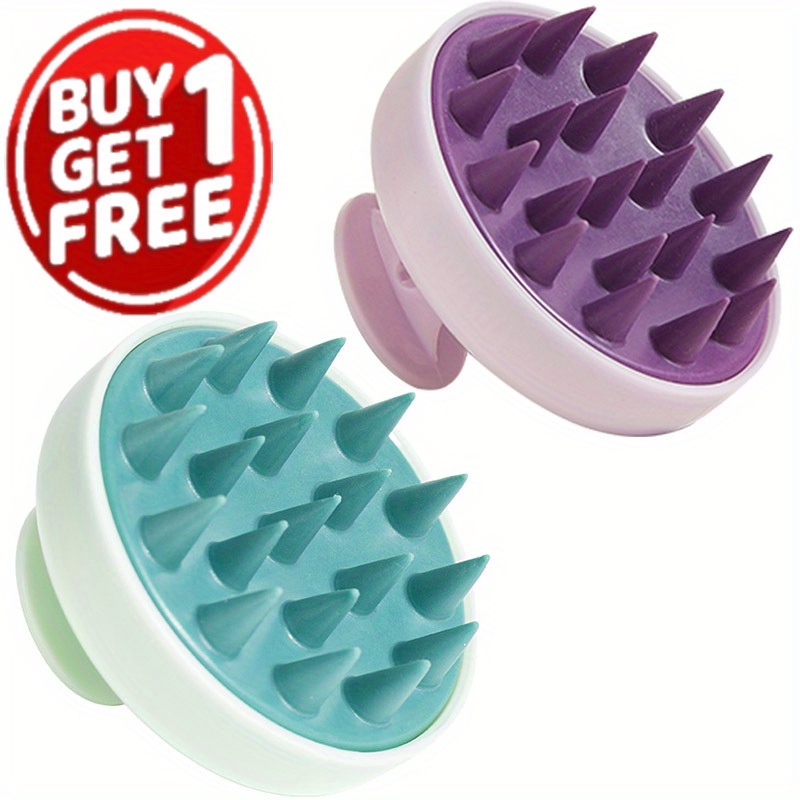 Image of 2pcs Handheld Silicone Scalp Shampoo Hair Scalp Massager Brush For Hair Cleaning Plastic Shower Scalp Massager