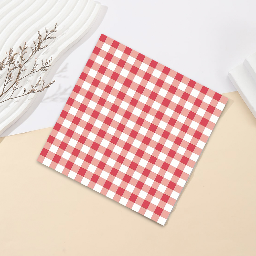 

25pcs Red Checkered 2-ply Paper Napkins For All Occasions - Universal Holiday Disposable Napkins