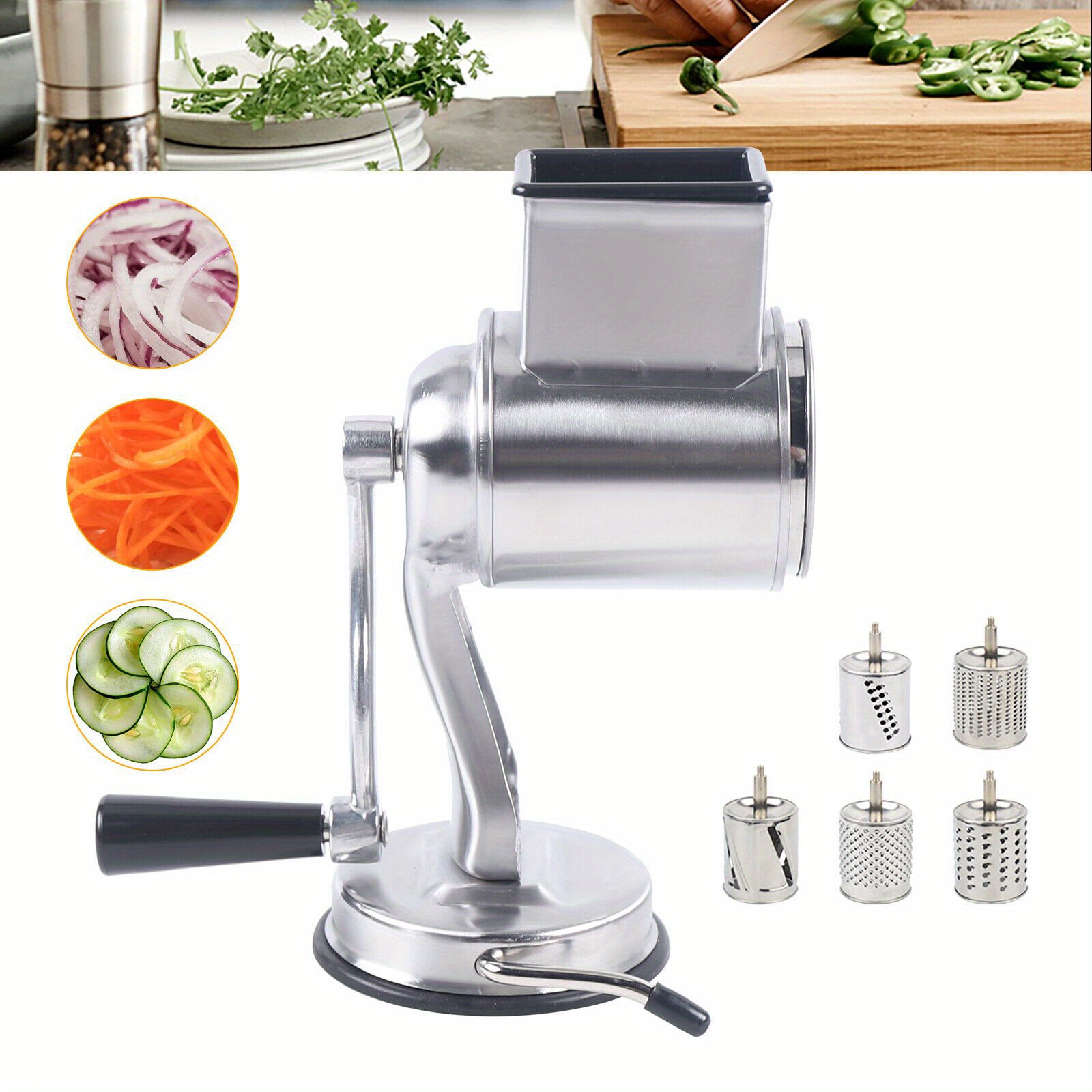 

Rotary Cheese Grater Stainless Steel Hand Crank Vegetable Food Chopper