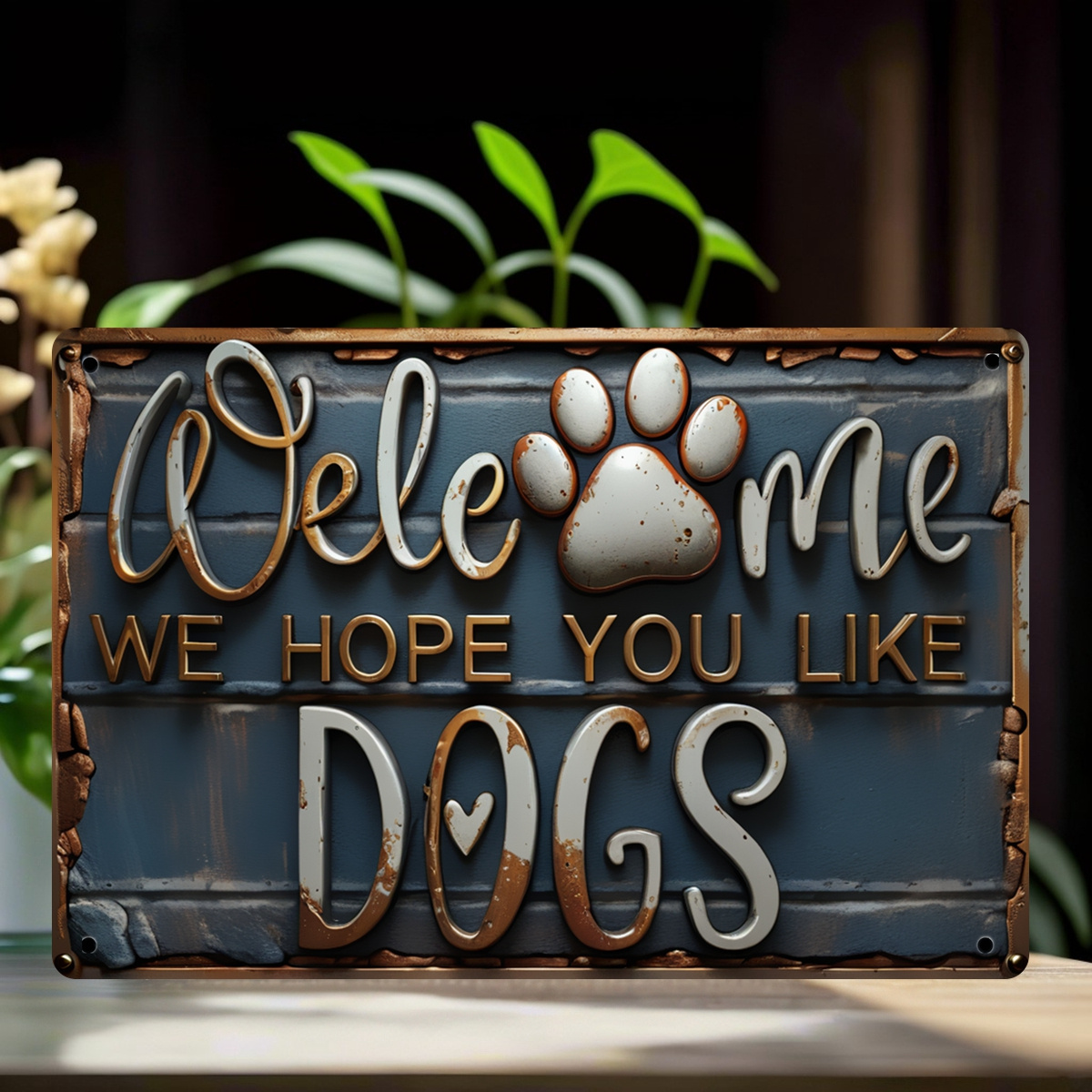 

Vintage-style 'welcome, I Hope You Like Dogs' Metal Sign - Perfect For Home, Kitchen, Bar, Cafe & For Man Cave Decor, Indoor/outdoor Use, 8x12 Inches