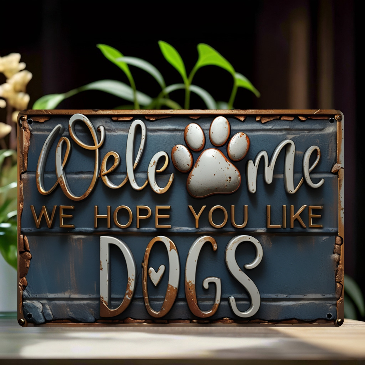 

Vintage-inspired Metal Tin Sign - 'welcome, I Hope Dogs' Wall Art For Home, Kitchen, Bar, Cafe & For Man Cave Decor - Indoor/outdoor Hanging Plaque (8x12 Inches)