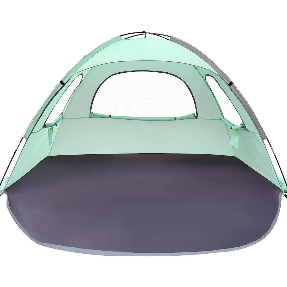 Beach Tent, Uv Resistant, Portable Sunshade, Expandable Floor, With 3 Ventilation Mesh Windows
