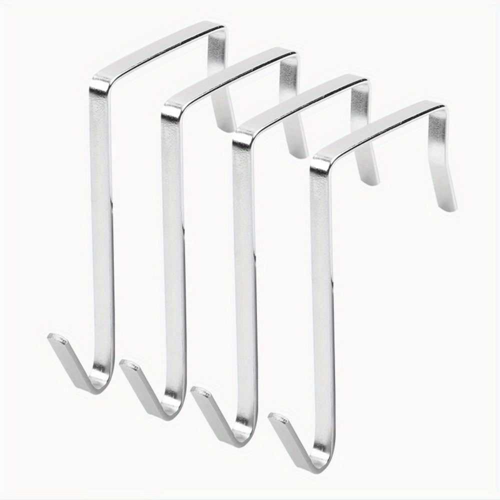 

4-piece Heavy Duty Metal Over-the-door Hooks - Adjustable, No-drill Installation For Towels, Clothes & Coats - Perfect For Bathroom & Bedroom Organization