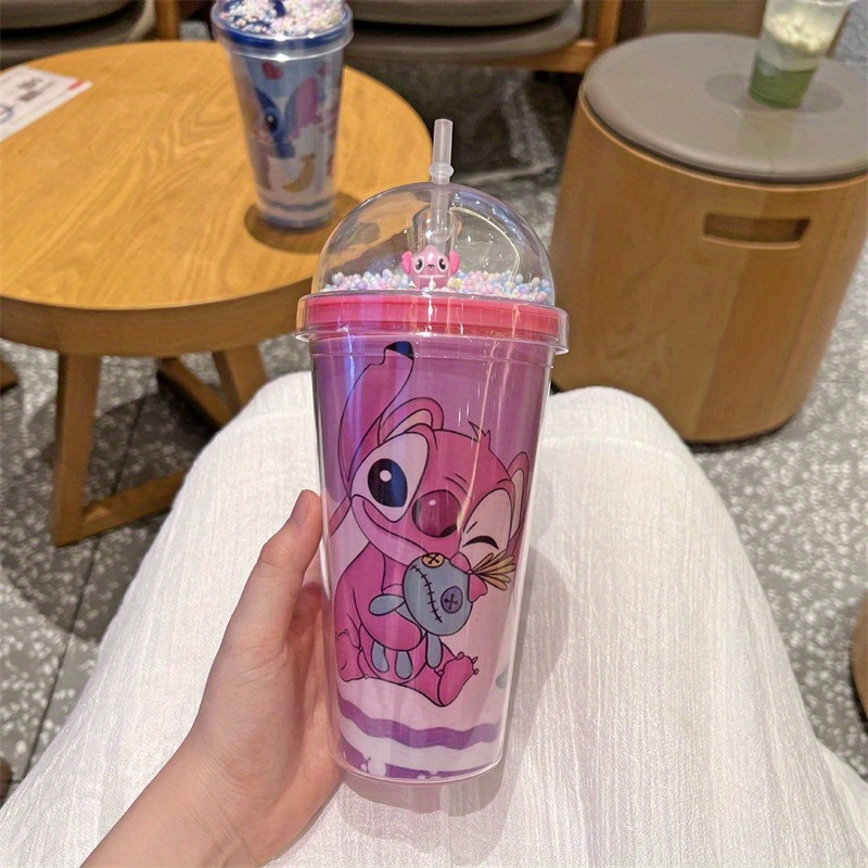 

Stitch Tumbler: 15.22oz Ice Crack Pattern Plastic Water Bottle - Perfect For Summer Or Winter Travel - Gifts For Stitch Fans - Ume Brand