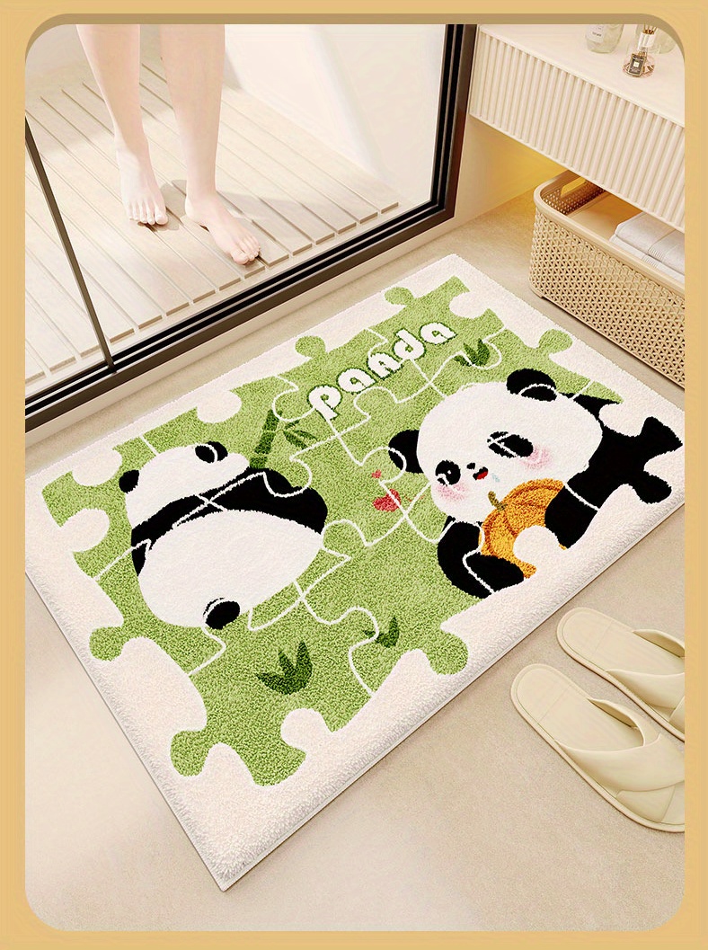 festive cartoon panda bathroom mat soft absorbent and hand washable     details 0