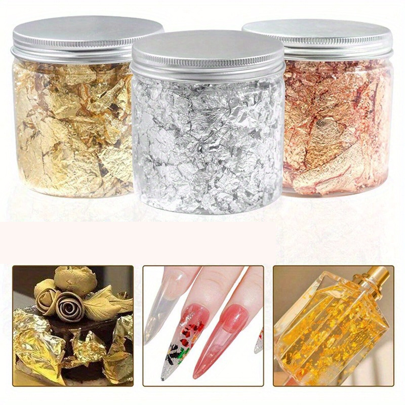 

Nail Art Accessories Golden Silvery Foil Sequins Glitter Leaf Flake Sheet Foil Paper For Gilding Manicure Decoration