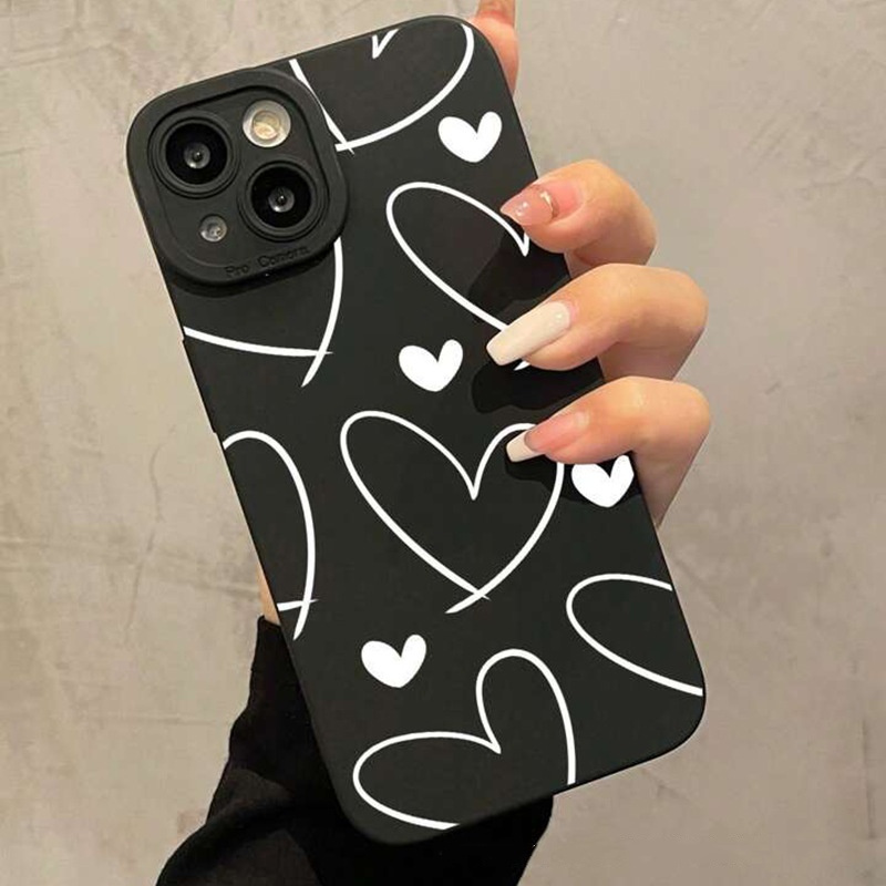 TEMU Coque de téléphone - 1 pièce de nouvelle coque de téléphone blanc cœur facile, adaptée pour iPhone 15, 14, 13, 12, 11 Pro Max, pour iPhone XS,