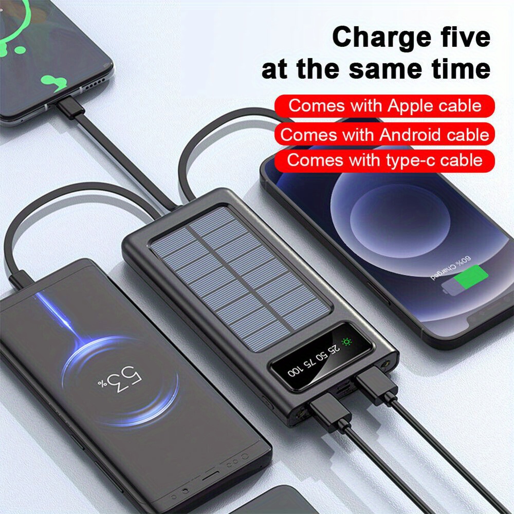

2023 Super 10000mah 4 Usb Portable Charger Solar Power Bank For Cell Phone