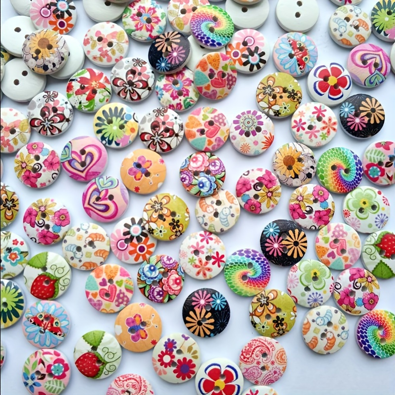 

50pcs/100pcs Floral Wooden Buttons - & Crafting Set For Diy Sewing And Decoration Projects