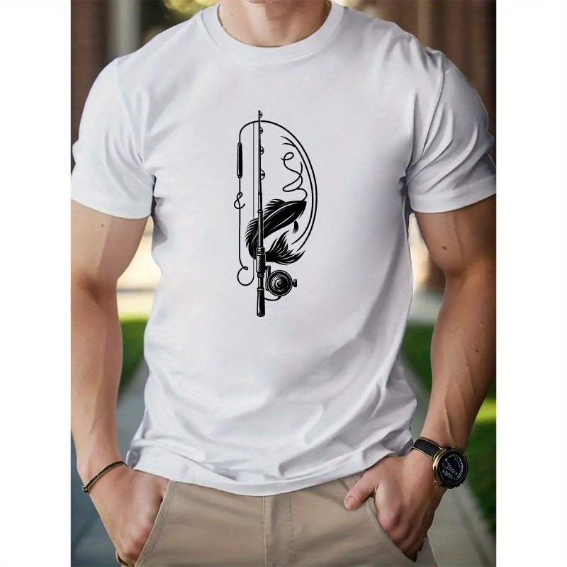 

Fishing Graphic Cotton Short-sleeved T-shirt Printed Bottoming Shirt For Men And Teenagers Spring And Summer Round Neck Casual Versatile Top