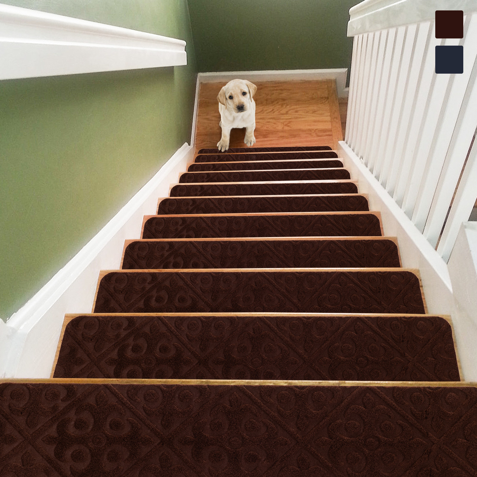 

Costway 15pcs Non-slip Carpet Stair Treads 30" X 8" Mats Indoor For Wooden Steps Brown/for Home/for Pets