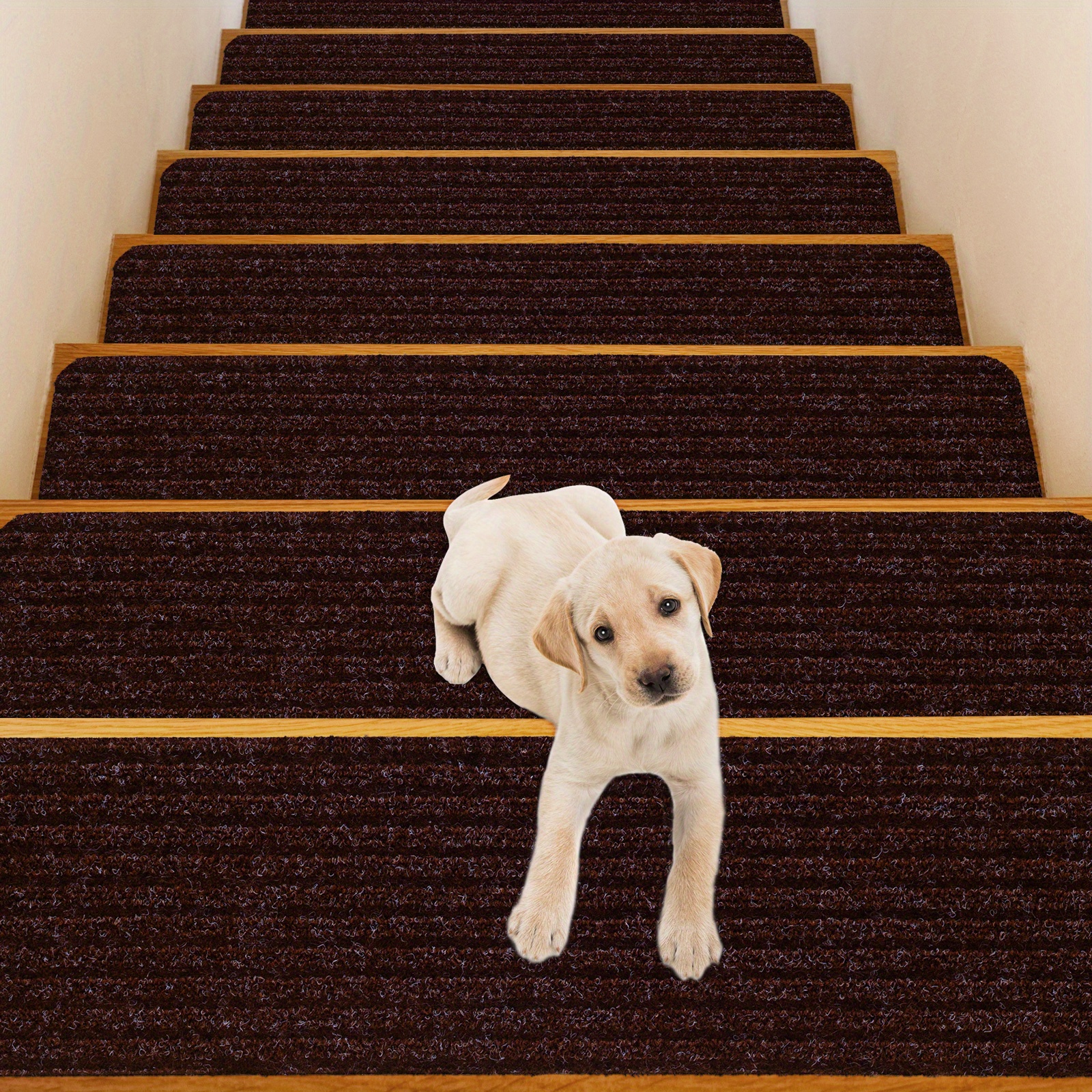 

Costway 15 Pcs Slip-resistant Stair Mats 30" X 8" Non-slip Stair Treads Carpet Brown/for Home/for Pets
