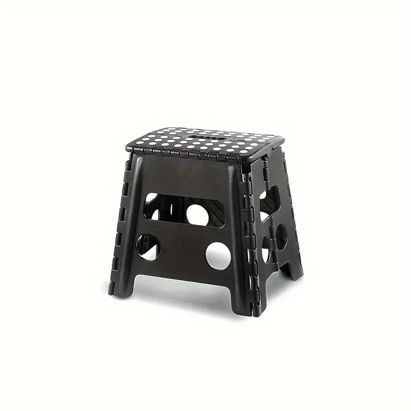 

1pc Heavy-duty Plastic Folding Stool, Portable Black Bathroom Step Stool, Small Chair For Home Use, Enhanced Safety With Strong Bearing Capacity