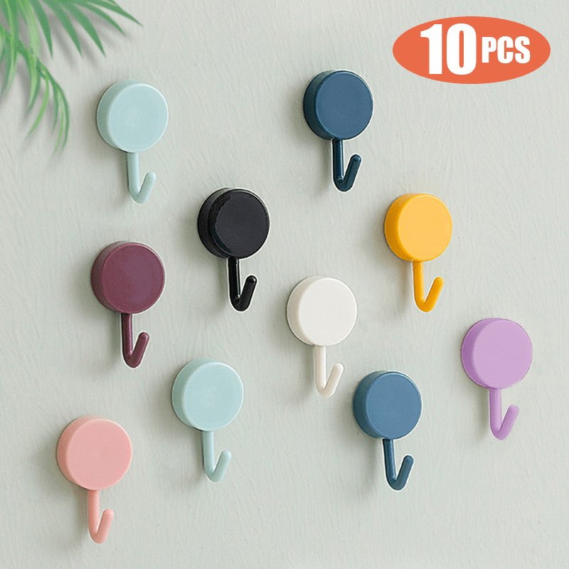 

10-piece Easy Install Self-adhesive Wall Hooks - Strong, No-drill Coat & Towel Hangers For Kitchen, Bathroom, And Home Storage